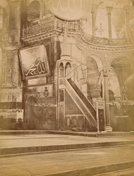 Interiér Hagia Sophia, Istanbul, Turecko, 19. století.