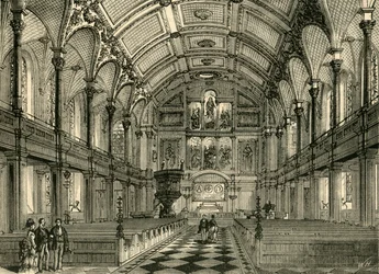 Interiér kostela St. Andrews, c1872.