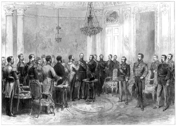 Investitura maršála MacMahona španělským řádem zlatého rouna, 1875