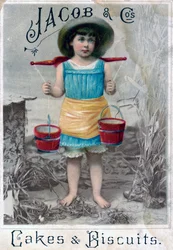 Jacob and Cos. Cakes & Biscuits, c1900-c1920s. Reklamní pohlednice