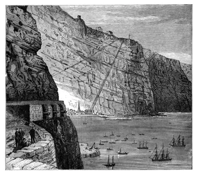Jacobs Ladder vedoucí do Mundens Battery, Jamestown, Saint Helena, c1890