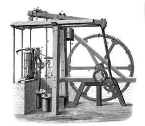 Prototyp parního stroje Old Bess Jamese Watta, kolem roku 1778