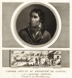 Jean-Baptiste Carrier, poslanec departementu Cantal v Národním konventu, popraven gilotinou v roce 1794