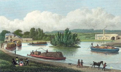 Junction of Regents Canal v Paddington Basin, Londýn, 1828