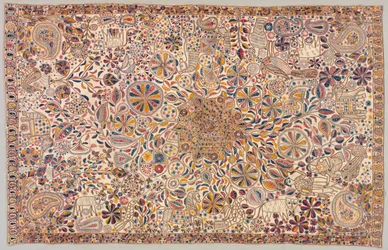 Obřadní deka Kantha, 19. století.