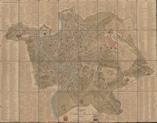 Mapa z mapové sbírky Národní knihovny. Mapa byla vydána v Římě (1852) a zobrazuje Řím