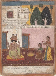 Khambavati Ragini...ze série Dispersed Ragamala Girl of Musical Modes, 1700-1725.