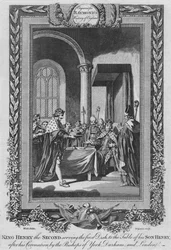 Král Jindřich Druhý podávající první jídlo ke stolu svého Syna, c1787