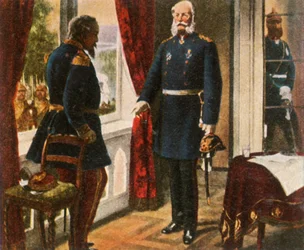 Král Wilhelm a císař Napoleon po bitvě u Sedanu, 2. září 1870, 1936.