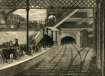 Stanice metra Kings Cross v roce 1868, c1876.