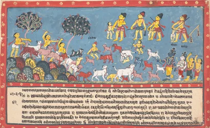 Krišna, Balarama a pastevci krav... z rozptýlené Bhágavata Purány..., 1800-1825.