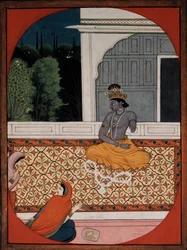 Krishna odhodí svou girlandu, c1800
