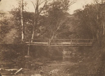 Krajina se stromy a mostem, c. 1850.