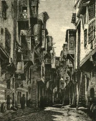 Lane v koptské čtvrti, Káhira, 1890.