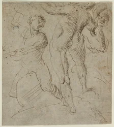 Laocoön recto, bitva u Milvijského mostu fragment verso, druhá polovina 16. století.