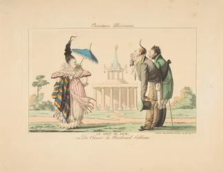 Chuť dne nebo Číňané na Boulevard Coblentz, od Caricatures Parisiennes, ca. 1815.