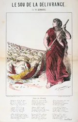Le Sou de la Delivrance karikatura a list písní, francouzsko-pruská válka, 1870-1871