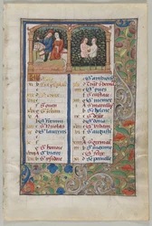 List z knihy hodin: Kalendářní stránka pro květen recto, c. 1510.