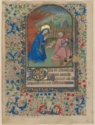 List z knihy hodin: The Nativity recto, c. 1430.