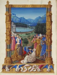Les Très Riches Heures du duc de Berry, Folio 133v - Odhalení pravého kříže