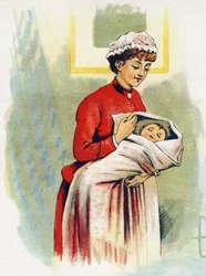 Písmeno N: zdravotní sestra. Rytina v "ABC L