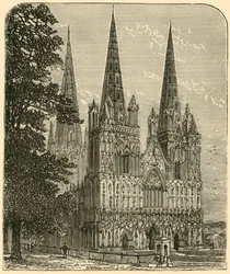 Katedrála Lichfield - Západní fronta, 1898.