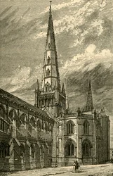 Exteriér katedrály Lichfield, 1898.