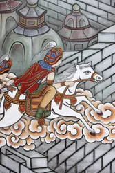 Život Buddhy Siddhartha utekl ze svého paláce, doprovázen Channou na palubě svého koně Kanthaka, Soul, Coree du Sud