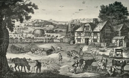 Živá činnost na farmě z 18. století, 1938