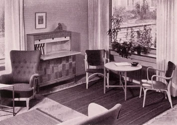 Nábytek do obývacího pokoje Carl-Axel Acking, výrobce A.B. Svenska Mobelfabrikerna, 1949.