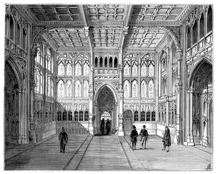 Lobby of the House of Commons, Londýn, 1900