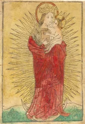 Madonna a dítě v slávě stojící na půlměsíci, 14501460.