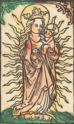 Madonna a dítě v slávě stojící na půlměsíci, 14701480.