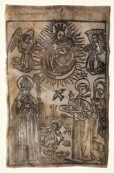 Madona s dítětem se třemi členy řádu sv. Augustina: Svatí Augustin..., 15. století.