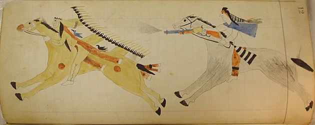 Maffet Ledger: Dva jízdní indiáni, ca. 1874-81.