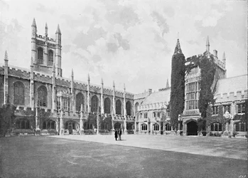 Magdalen College-Claister and Bell and Founders Towers, c1896