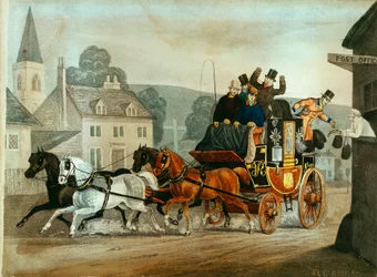 Poštovní autobus na trase Bath to London, c1840