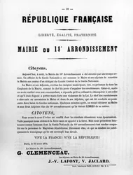 Radnice 18. okrsku, z francouzských politických plakátů Pařížské komuny, květen 1871