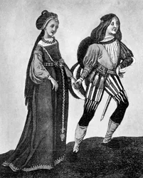 Mužský a ženský kostým, konec 15.-začátek 16. století, 1910
