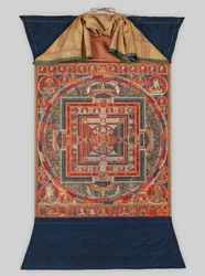 Mandala forem Manjushri, bódhisattva transcendentní moudrosti, konec 14. století.