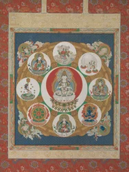 Mandala jednoslabičného zlatého kola, 18. století.