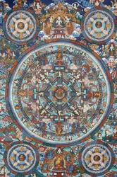 Mandalo tibetská Thangka, Bhaktapur, Nepál