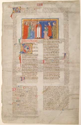 Rukopisný list se scénou manželství, z Decretals of Gregory IX, ca. 1300.