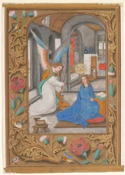 Rukopisný list se Zvěstováním, z Knihy hodin, ca. 1500-1525.