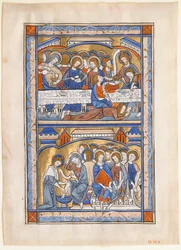 Rukopisný list s Poslední večeří a mytím apoštolů List..., ca. 1250-70.