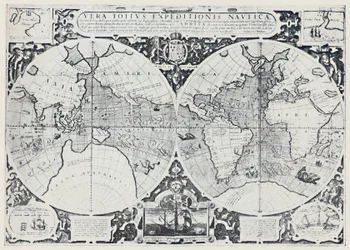 Mapa znázorňující Drakes Voyage of Circumnavigation 1577-1580, 1923.