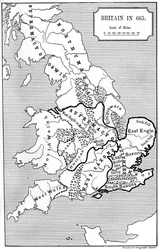 Mapa Británie v roce 665, 1892