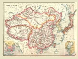 Mapa Číny a Japonska, 1902
