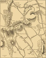 Mapa Hornsey a sousedství v roce 1819, c1876.