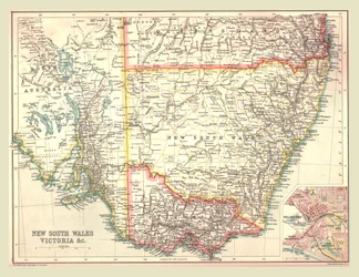 Mapa Nového Jižního Walesu a Victorie, 1902.